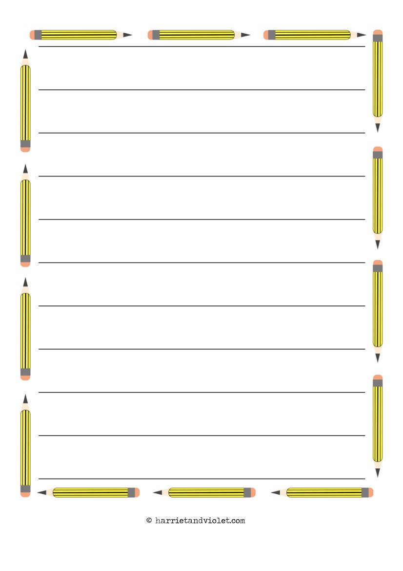 School Pencil Border Paper A4 Paper Plain Lined and Half Lined - Free ...